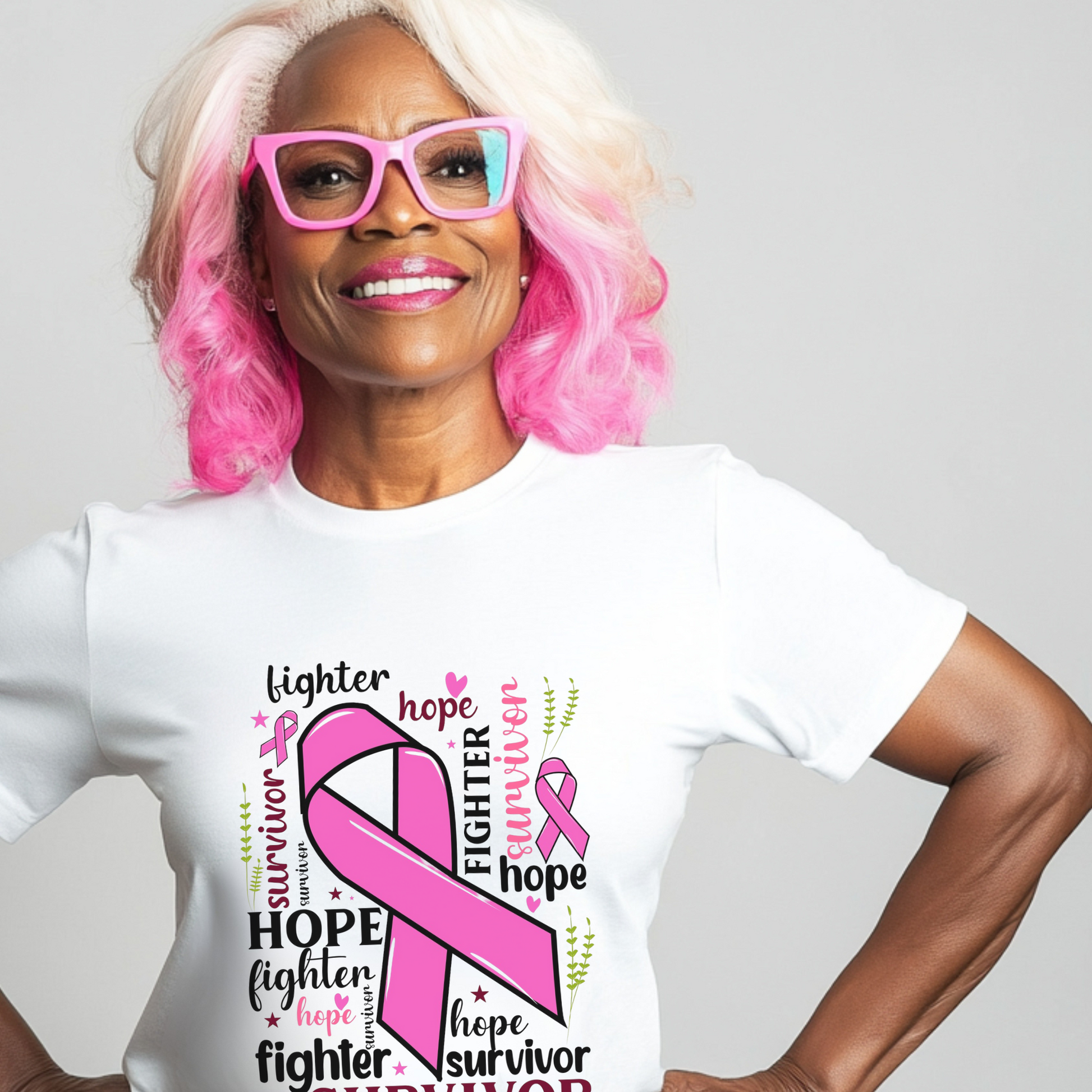 Personalized Breast Cancer Awareness Shirt, Cancer Survivor Shirt with Pink Ribbon, Hope, Fighter and Survivor Gift