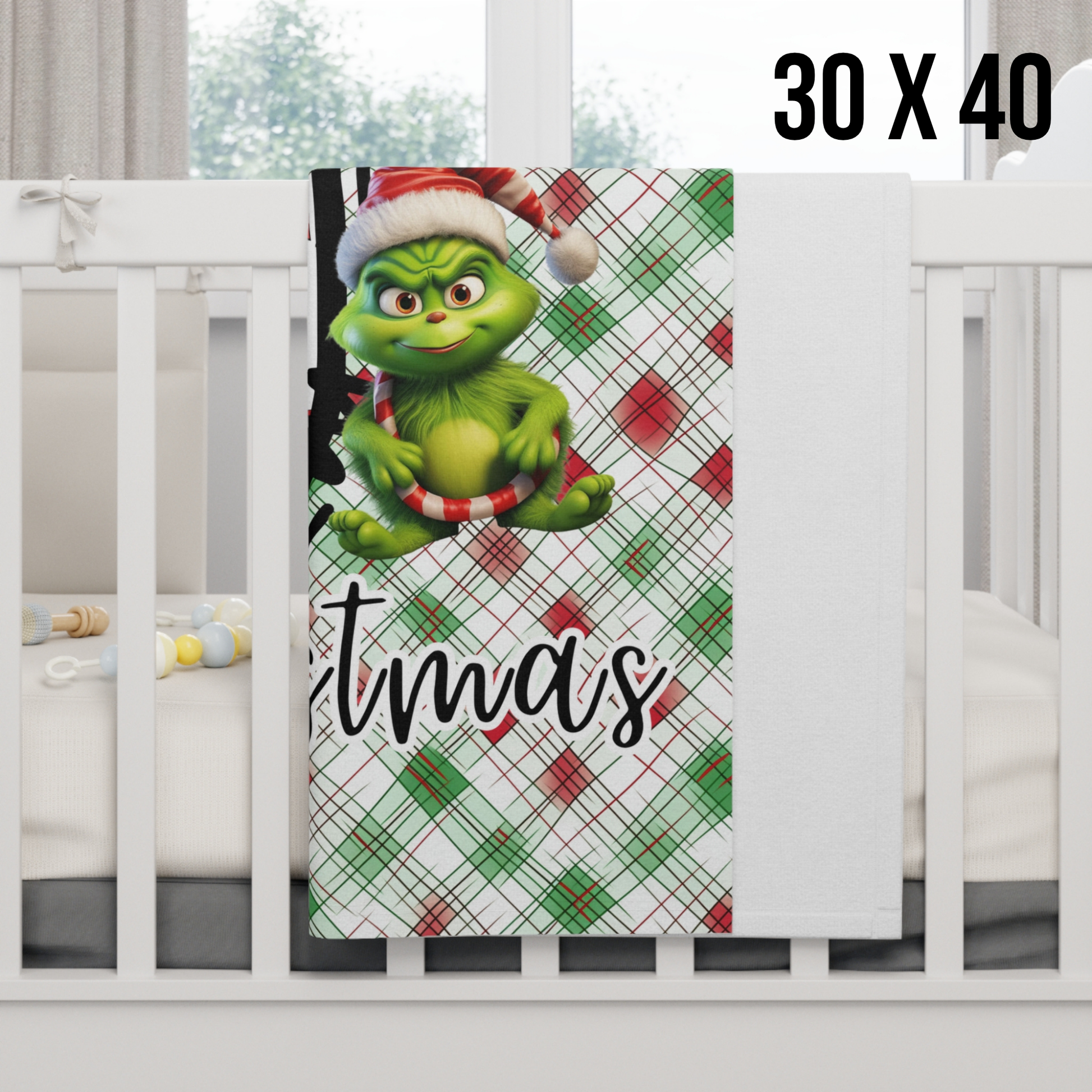 Fleece Blanket, Personalized Christmas Grinch Baby Blanket, Baby's First Christmas, Custom Name Blanket, Christmas Gift, Holiday Blanket,