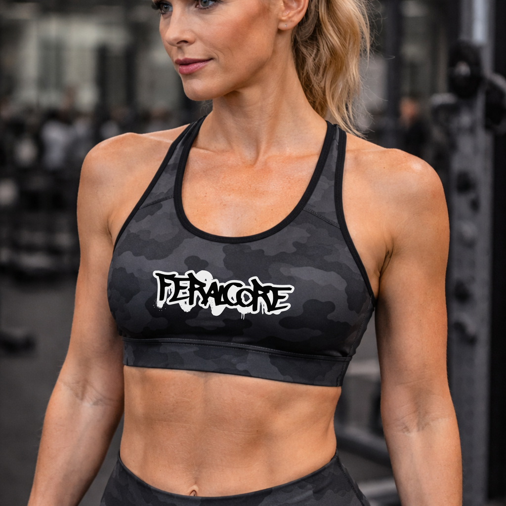 Feralcore Shadow Forged Sports Bra – Limited Edition Women’s Performance Activewear