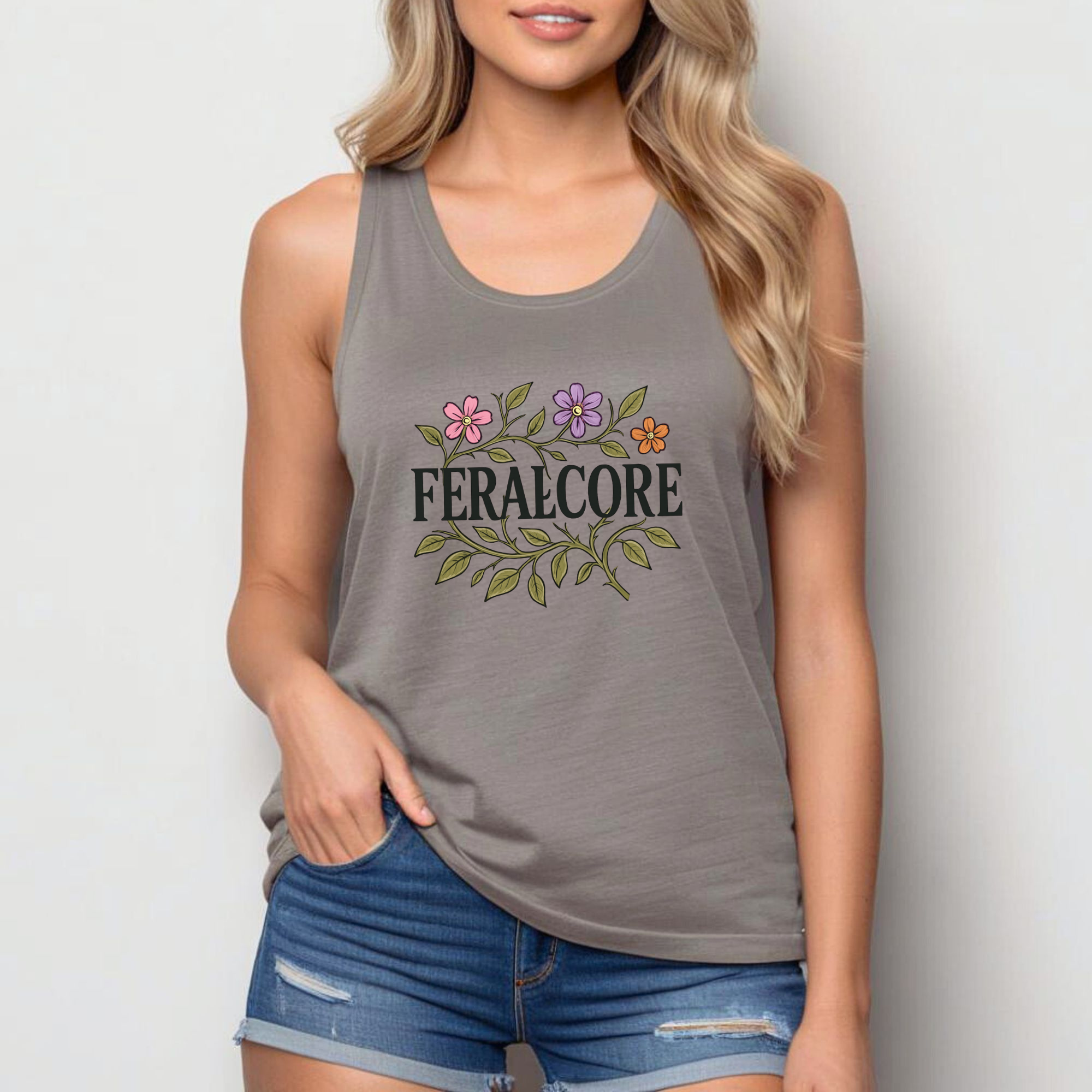 Wild Bloom Racerback Tank Top Lightweight Floral Activewear | Feralcore