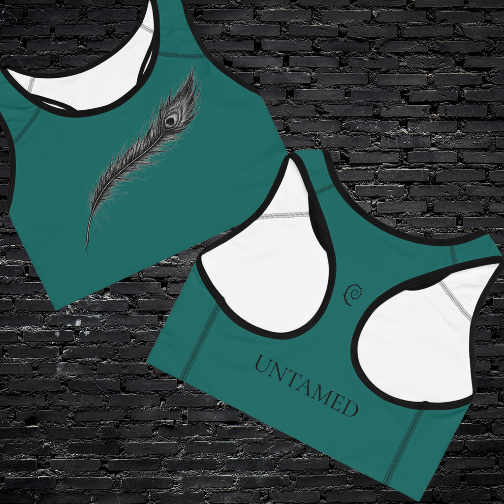 Rising Plume Compression Sports Bra | Supportive Feather Print Workout Bra | Matching Activewear Set