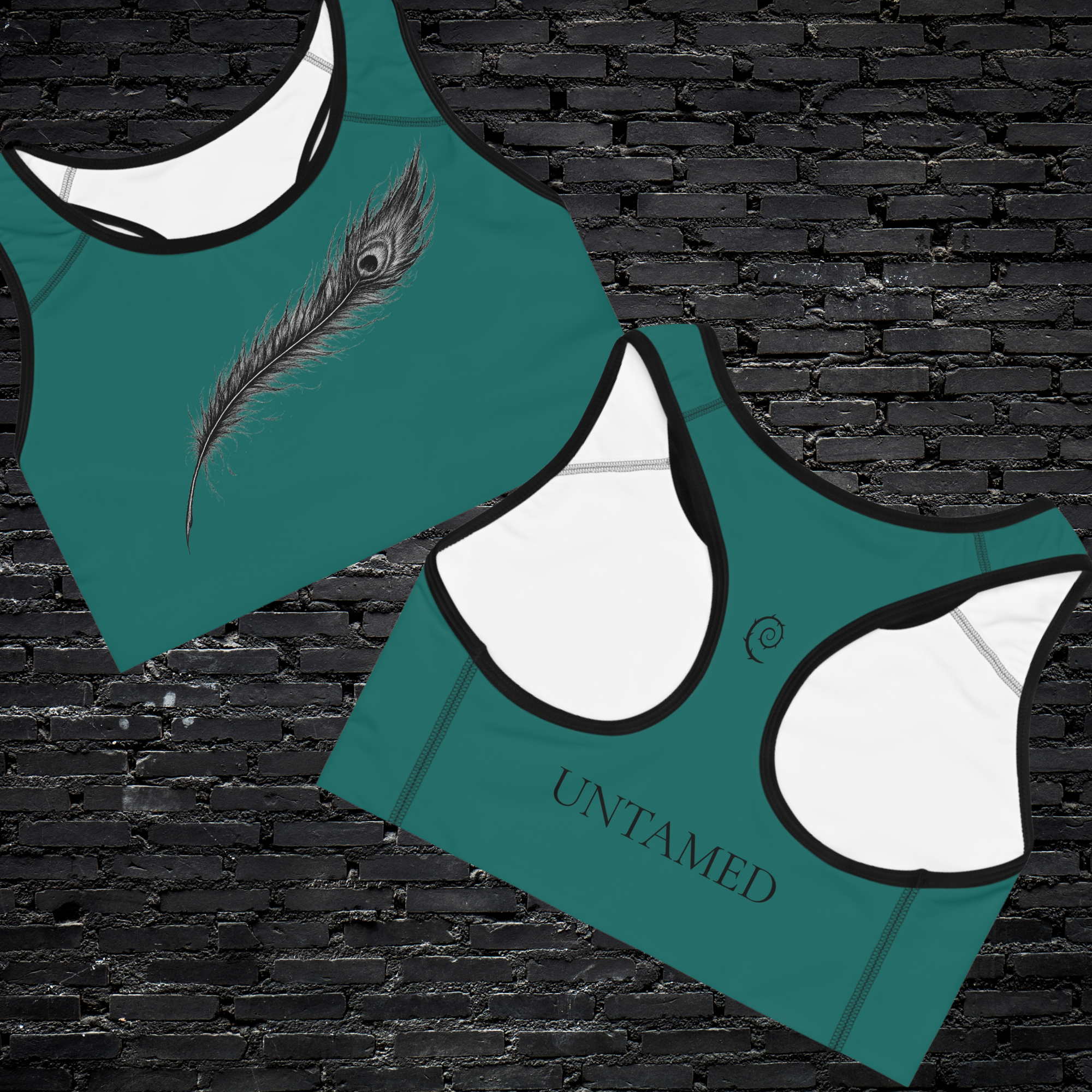Rising Plume Compression Sports Bra | Supportive Feather Print Workout Bra | Matching Activewear Set