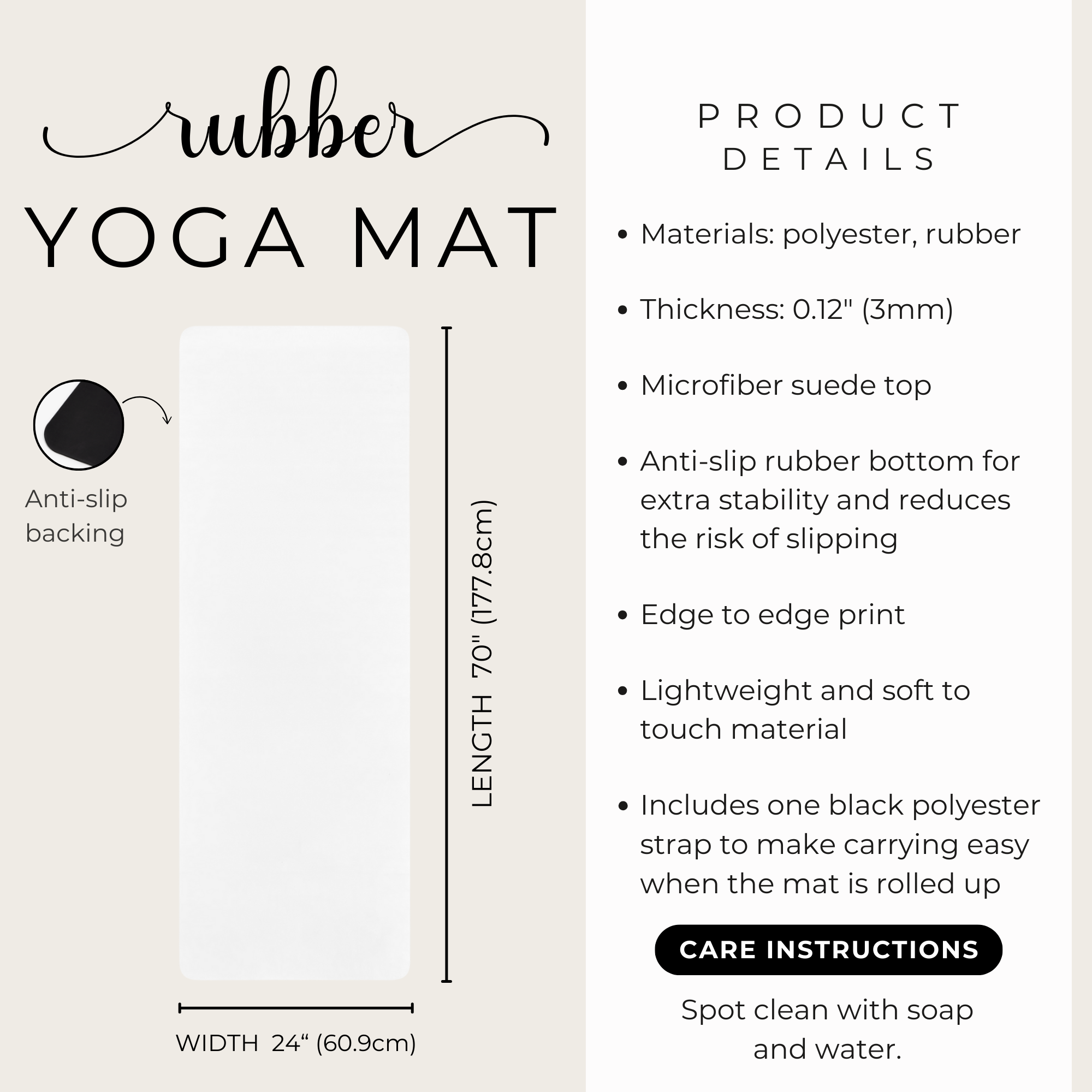 Olive Non-Slip Yoga Mat – Rubber Exercise & Workout Mat with Strap | Feralcore Medusa Collection