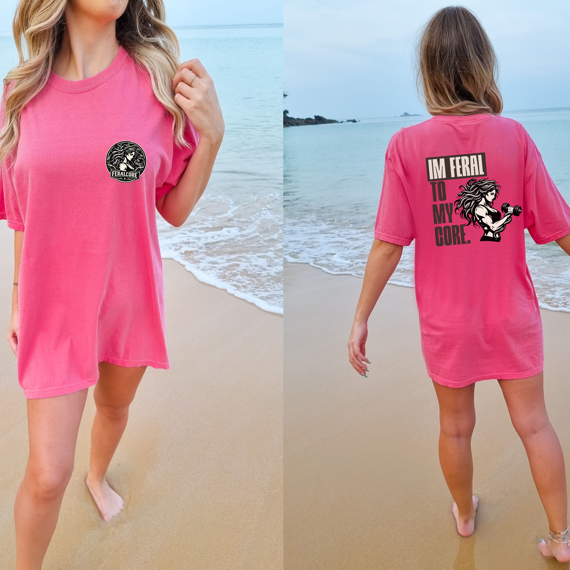Feralcore Medusa Gym Shirt, I Am Feral To My Core Tee, Comfort Colors Oversized Shirt, Women Fitness Shirt, Strength Graphic Tee