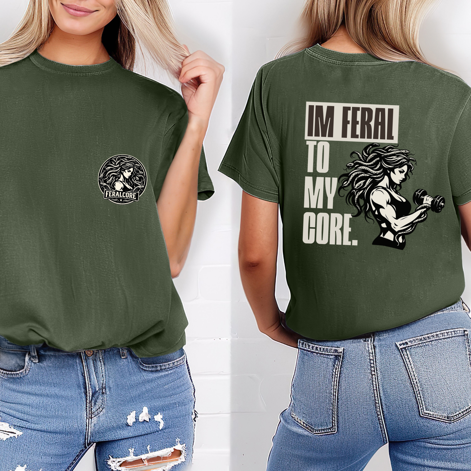 Feralcore Medusa Gym Shirt, I Am Feral To My Core Tee, Comfort Colors Oversized Shirt, Women Fitness Shirt, Strength Graphic Tee