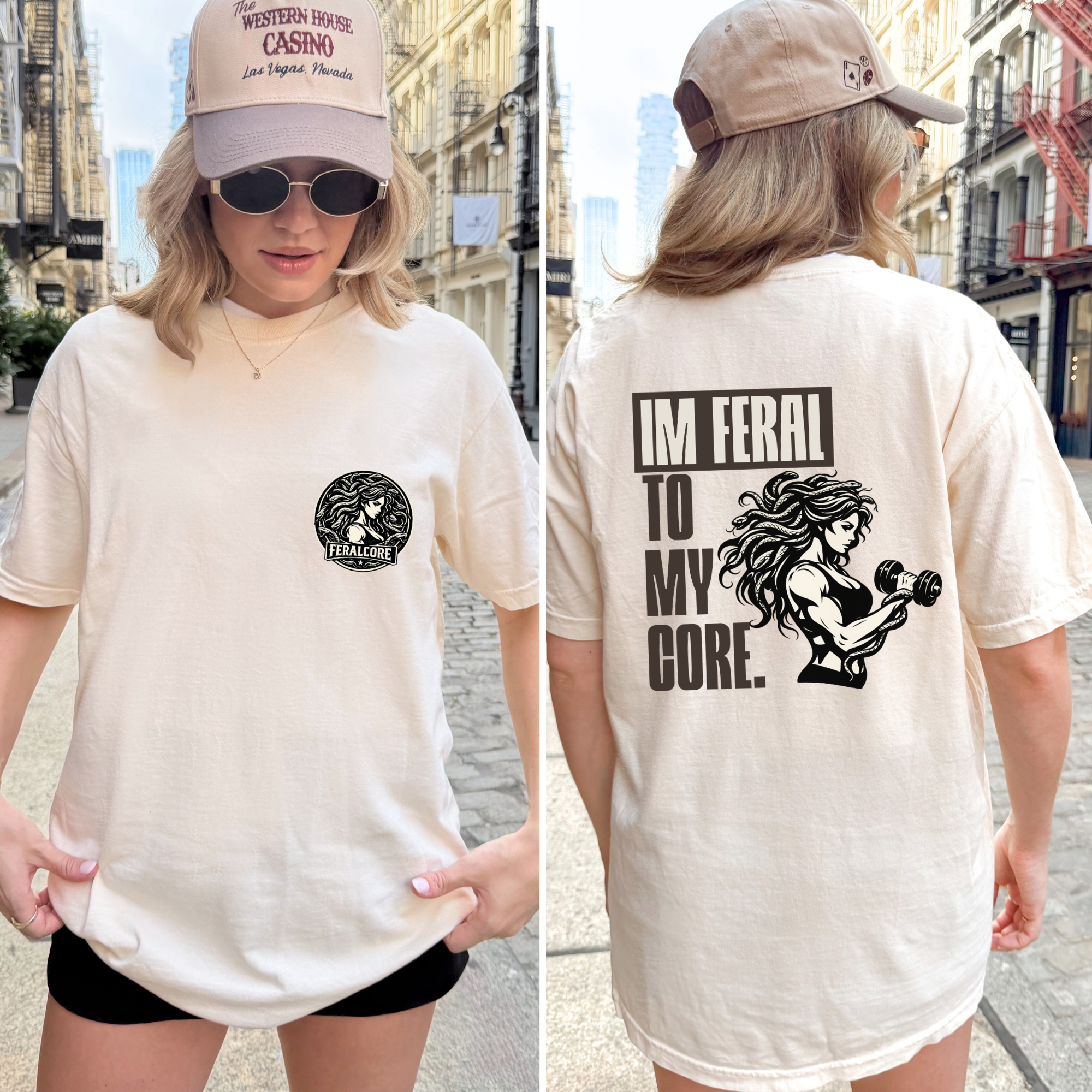 Feralcore Medusa Gym Shirt, I Am Feral To My Core Tee, Comfort Colors Oversized Shirt, Women Fitness Shirt, Strength Graphic Tee