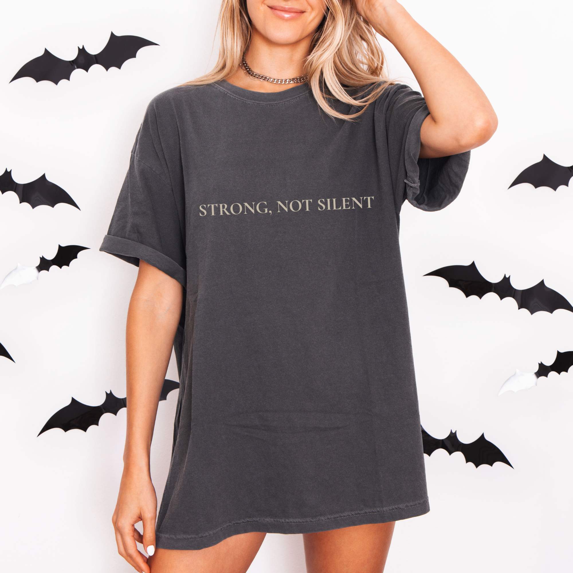Strong, Not Silent Oversized Tee | Athletic Streetwear Shirt