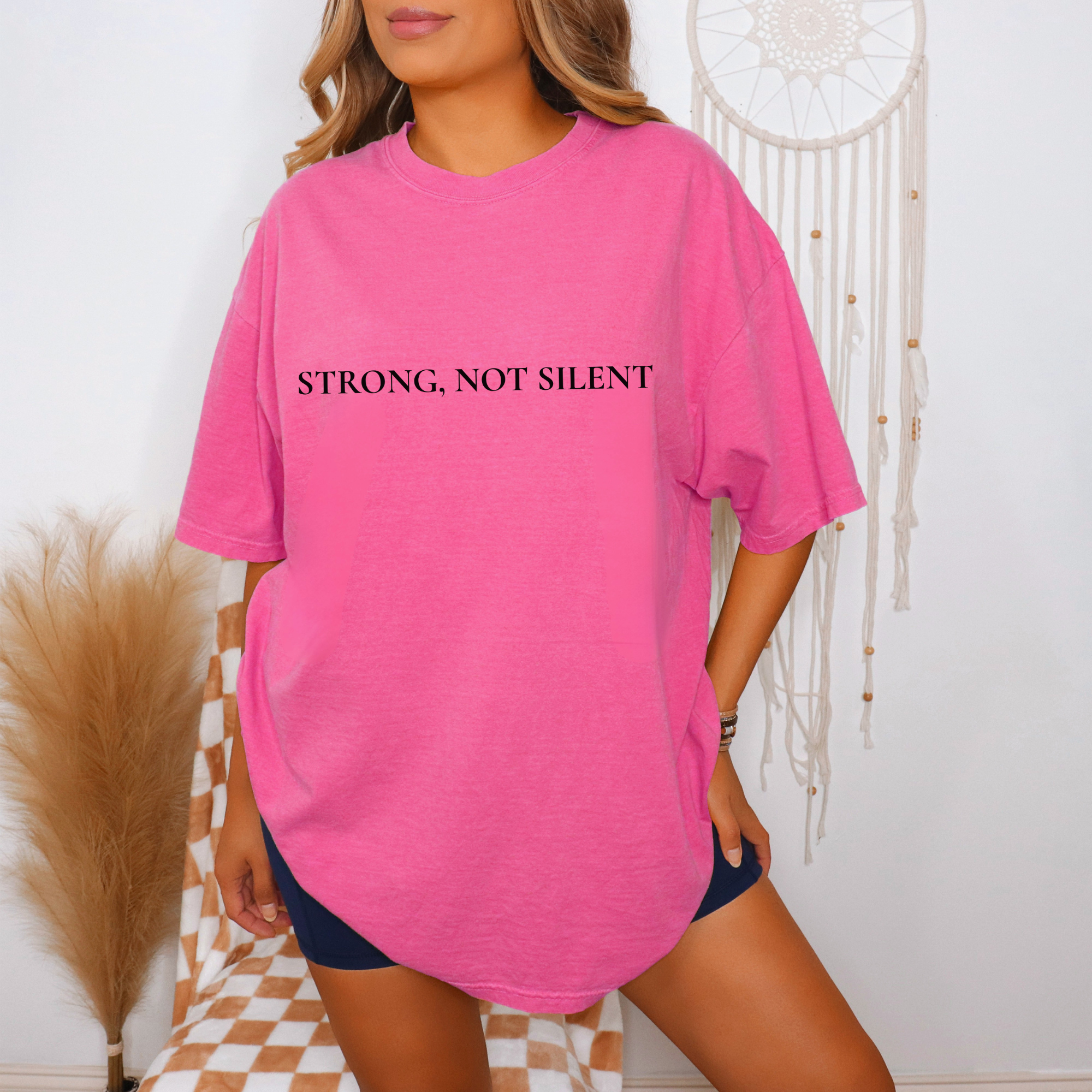 Strong, Not Silent Oversized Tee | Athletic Streetwear Shirt