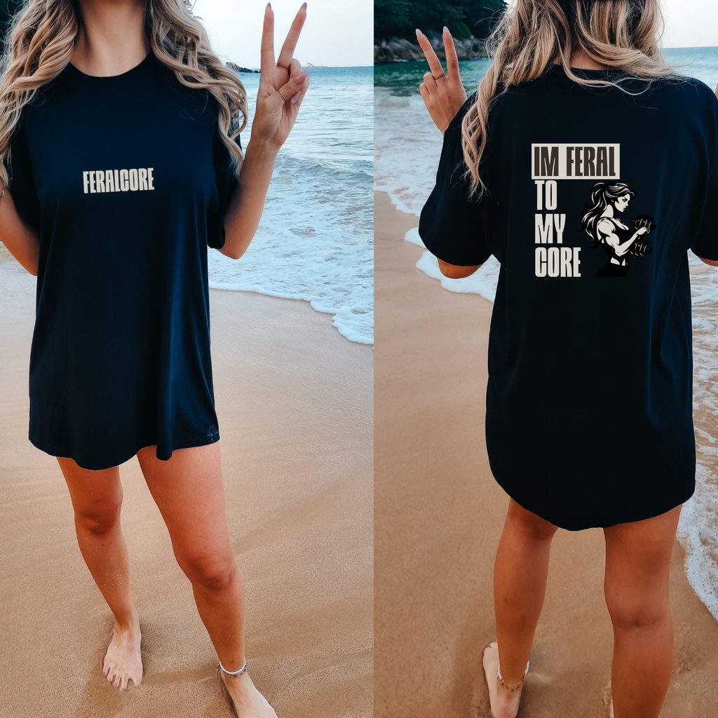 Feralcore Oversized Gym Tee | Feral To My Core Athletic Shirt