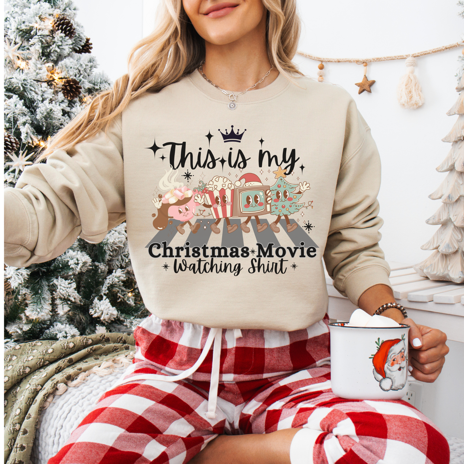 This Is My Christmas Movie Watching Sweatshirt, Retro Christmas Shirt, Christmas Tree Cozy Sweater, Vintage Sweatshirt