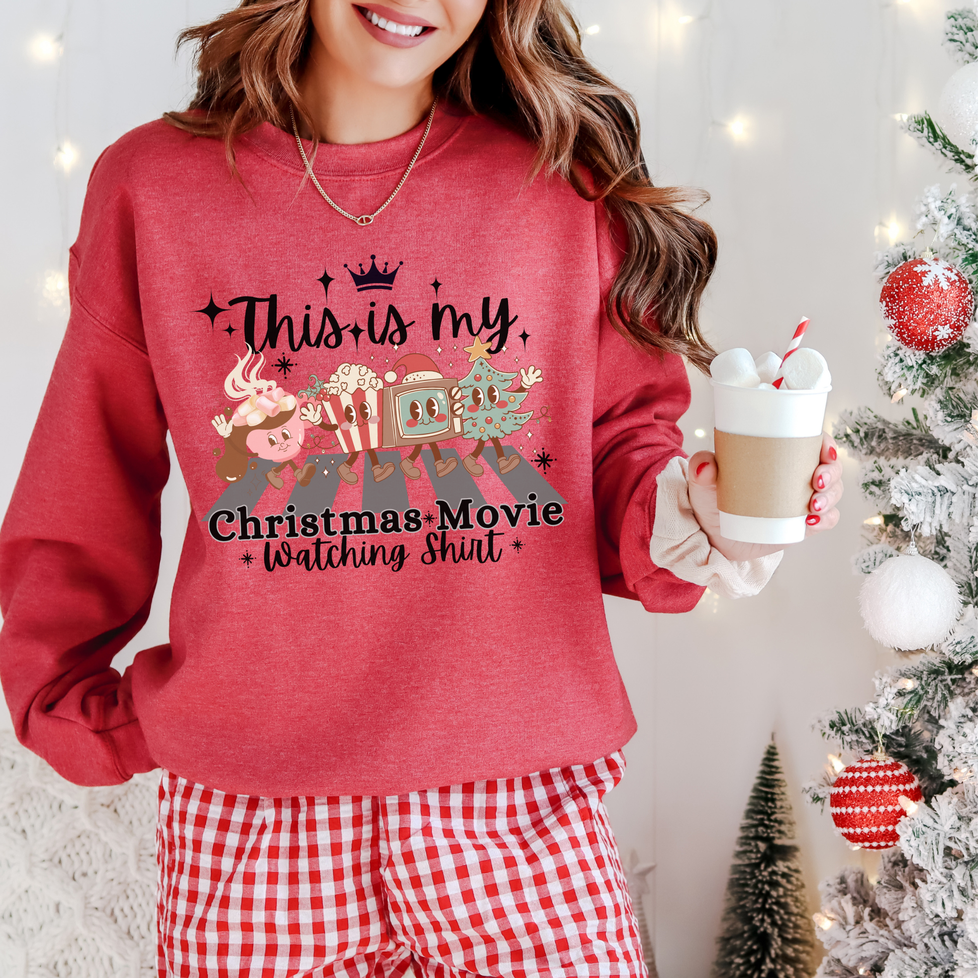 This Is My Christmas Movie Watching Sweatshirt, Retro Christmas Shirt, Christmas Tree Cozy Sweater, Vintage Sweatshirt