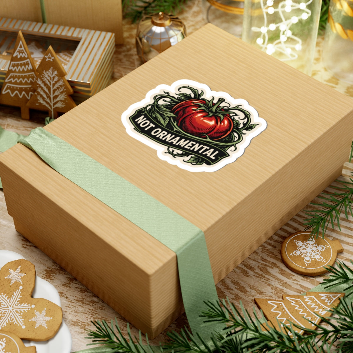 Not Ornamental Tomato Sticker — Vintage Garden Produce Kiss-Cut Sticker
