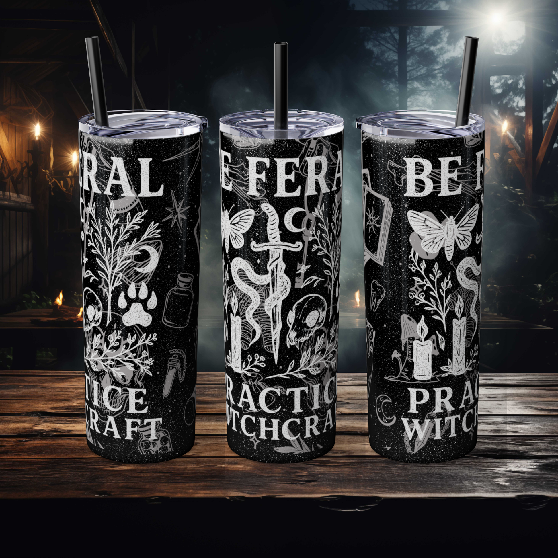 Mystical Witchcraft Tumbler, 20oz Skinny Tumbler, Be Fearless Drinkware, Gifts for Witches, Spooky Home Decor, Spiritual Mugs