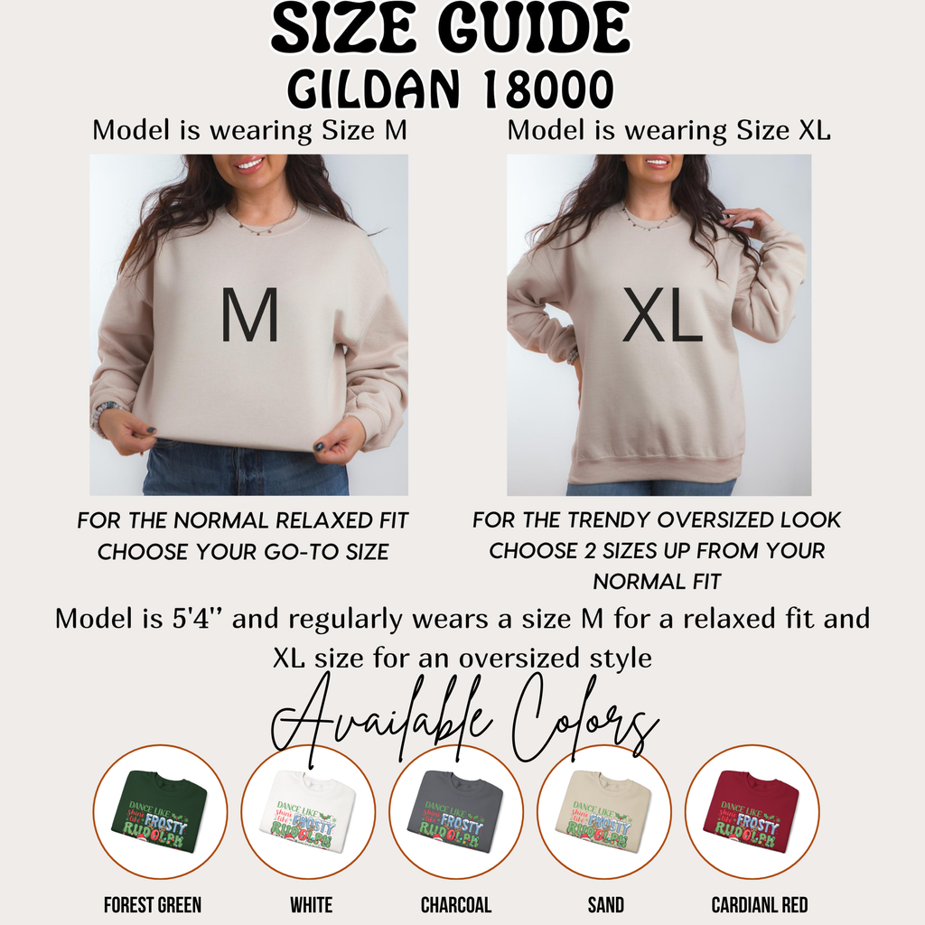 Personalized Christmas Sweatshirt, Dance Like Frosty Rudolph Santa Jesus, Holiday Graphic Gildan 18000 Pullover, Xmas Crewneck