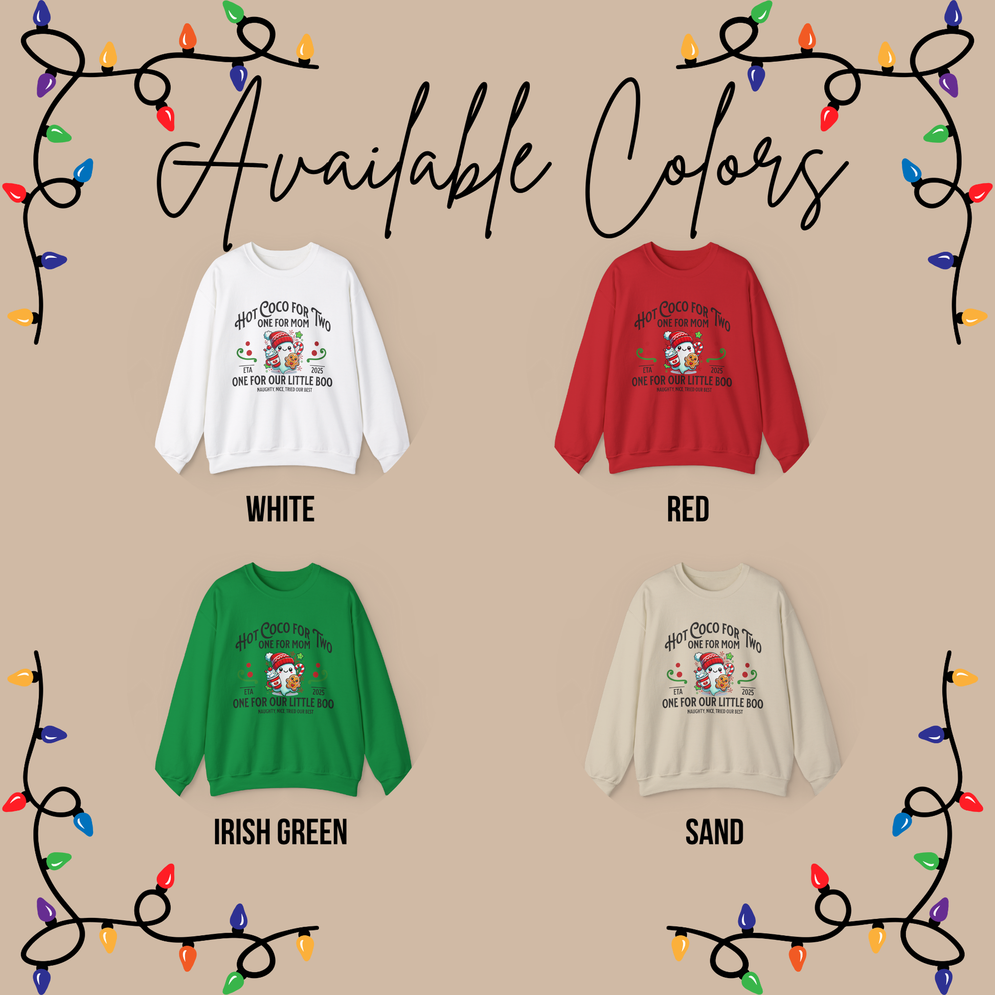 Christmas Birth Announcement Sweatshirt, Trendy Boho Ghost, Hot Chocolate, Cookies, Women's Gift, Unique Baby Announcement